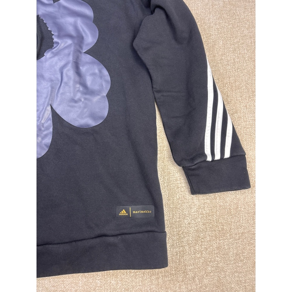 Adidas x Marimekko Mens Unikko Floral Hoodie Black Primegreen Sweatshirt S - Picture 5 of 9